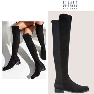 Stuart Weitzman 5050 Heel Over The Knee OTK Black Suede Boot US 6 $850  SPAIN